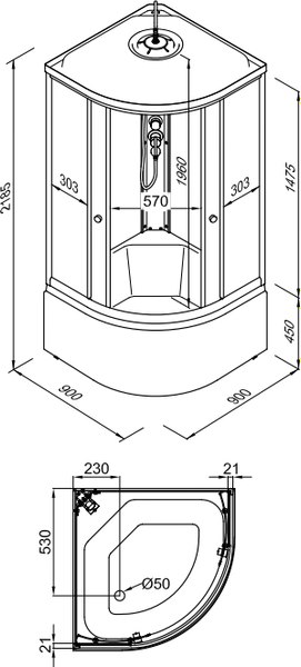 Душевая кабина Triton Ультра Б 90x90