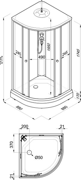 Душевая кабина Triton Экстра М3 88x88 А