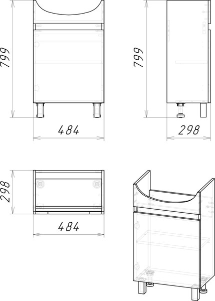 Тумба под умывальник Grossman Поло 50 / 105004-1