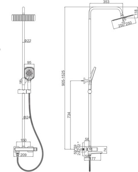 Душевая система со смесителем Ledeme L2473