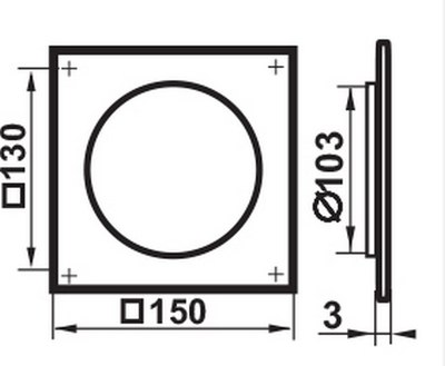 Фланец воздуховода Семь ветров 150x150/d100 / 15