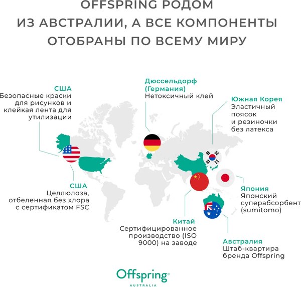 Подгузники-трусики детские Offspring XL 12-20кг Карандаши / OF02XLSCR