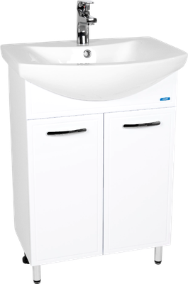 Тумба с умывальником Viant Милан Балтика 60 / VMIL60BA-T2ST+WH110246 - фото