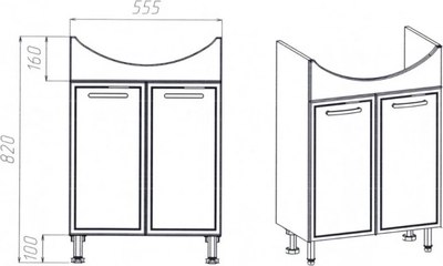 Тумба с умывальником Viant Милан Балтика 60 / VMIL60BA-T2ST+WH110246