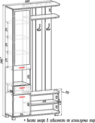Секция в прихожую Мебель-Класс Беркли правый