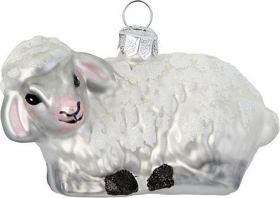 Елочная игрушка Inge's Christmas Figural Glass Ornaments. Овечка лежащая / 64861H120 - фото