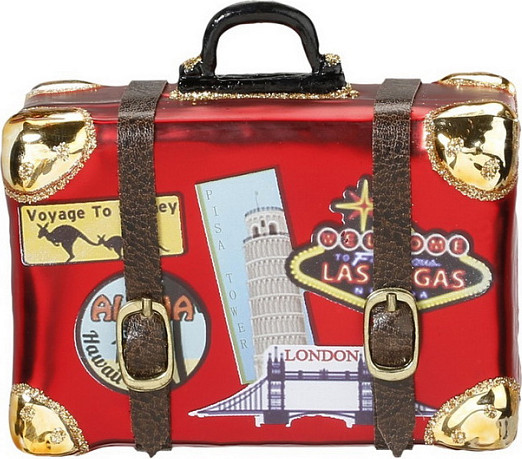 Елочная игрушка Inge's Christmas Figural Glass Ornaments. Чемодан / 64229H600 - фото