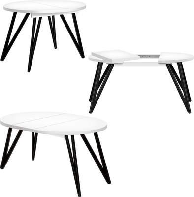 Обеденный стол Millwood Женева 3 D раздвижной D110-150x110x76 (белый/металл черный)