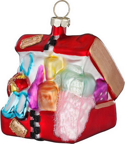 Елочная игрушка Inge's Christmas Figural Glass Ornaments. Открытый чемодан / 64912H120 - фото