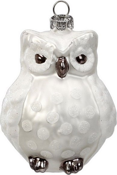 Елочная игрушка Inge's Christmas Figural Glass Ornaments. Снежная сова / 64008H600 - фото