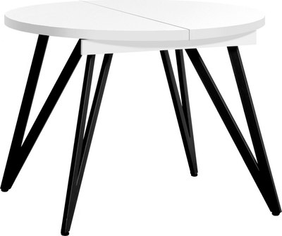 Обеденный стол Millwood Женева 3 Л раздвижной D100-140x100x76 (белый металл/металл черный) - фото