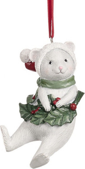 Елочная игрушка Goodwill Xmas 2024 Мышь с листиком в зеленом шарфе / D 43215_2 - фото