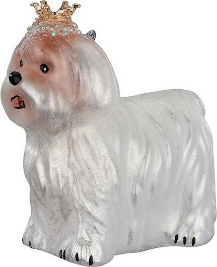 Елочная игрушка Inge's Christmas Figural Glass Ornaments. Гаванский бишон / 64949H120 - фото