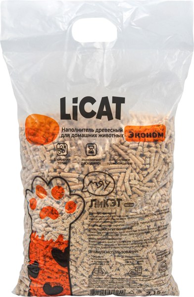 Наполнитель для туалета LiCat Древесный Эконом - фото