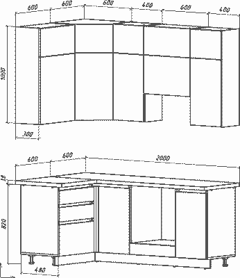 Кухонный гарнитур ВерсоМебель Эко Премиум 1.2x2.0 левая