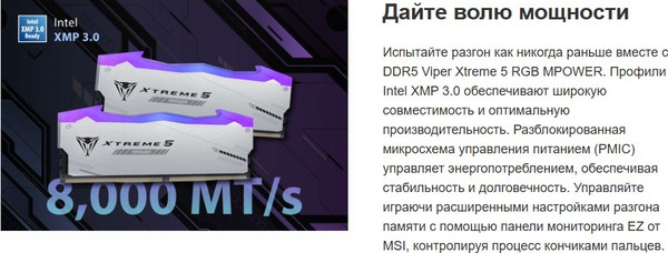 Оперативная память DDR5 Patriot PVXR548G80C38KM