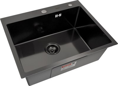 Мойка кухонная Arfeka Eco AR PVD Nano Decor Millet Grains 60x50 (черный) - фото