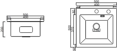 Мойка кухонная Arfeka Eco AR 50x50 (GS Black Glass+Satin)