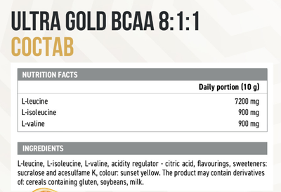 Аминокислоты BCAA Ultrasupps Ультра Голд БЦАА 8:1:1