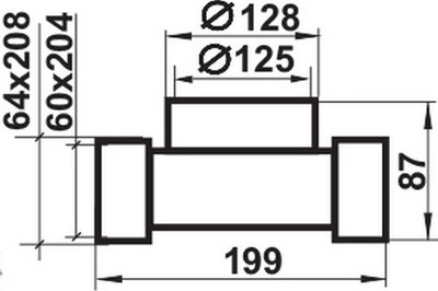 Переходник воздуховода Семь ветров 204x60/d125 / 832