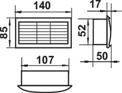 Решетка вентиляционная Семь ветров 110x55 / 571