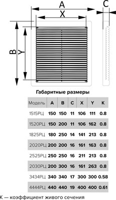Решетка вентиляционная Семь ветров 1825Рс