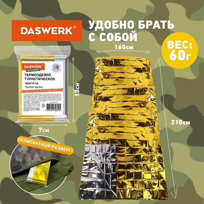 Термоодеяло туристическое Daswerk 160x210 / 631157