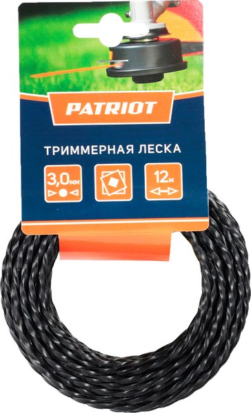 Леска для триммера PATRIOT 300-12-5 D 3.0мм/12м - фото