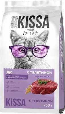 Сухой корм для кошек Kissa для cтерилизованных кошек с телятиной - фото