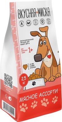 Сухой корм для собак Вкусная миска Мясное ассорти - фото