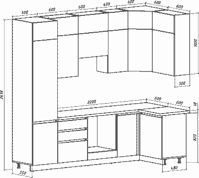 Кухонный гарнитур ВерсоМебель Эко Премиум 1.2x2.7 правая