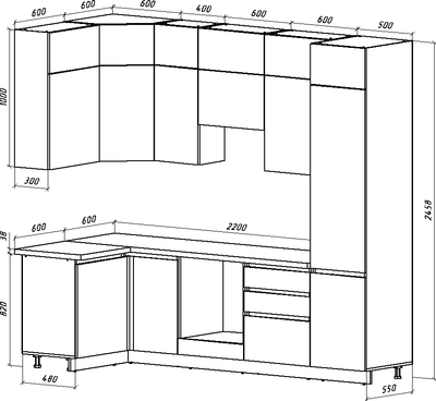 Кухонный гарнитур ВерсоМебель Эко Премиум 1.2x2.7 левая