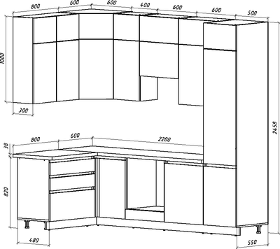 Кухонный гарнитур ВерсоМебель Эко Премиум 1.4x2.7 левая