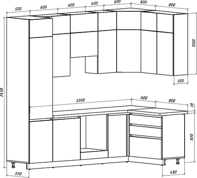 Кухонный гарнитур ВерсоМебель Эко Премиум 1.4x2.7 правая