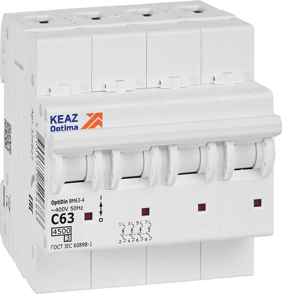 Выключатель автоматический КЭАЗ OptiDin BM63-4C63-4.5-УХЛ3 / 326827 - фото