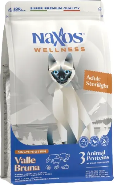 Сухой корм для кошек Adragna Naxos Wellness Adult Стерилайт говядина, ягненок, буйвол - фото