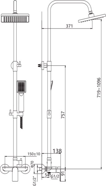 Душевая система со смесителем Lauter Rain 21CK505С-S2124