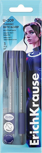 Набор шариковых ручек Erich Krause U-209 Matic&Grip Classic / 61079 - фото