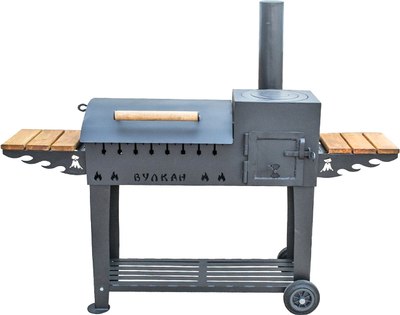 Мангал Вулкан Гриль 5мм с печкой под казан на колесах 4в1 - фото