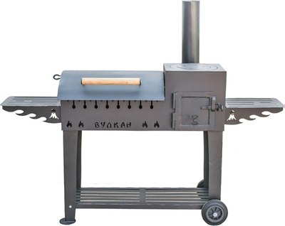 Мангал Вулкан Гриль 5мм с печкой под казан на колесах 4в1