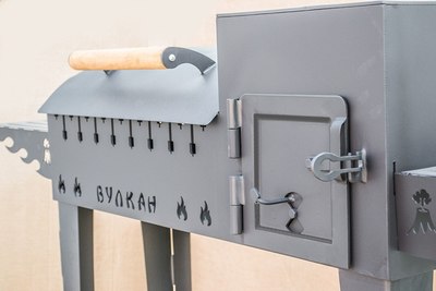 Мангал Вулкан Гриль 5мм с печкой под казан на колесах 4в1