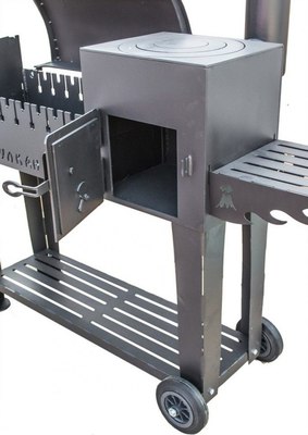 Мангал Вулкан Гриль 5мм с печкой под казан на колесах 4в1