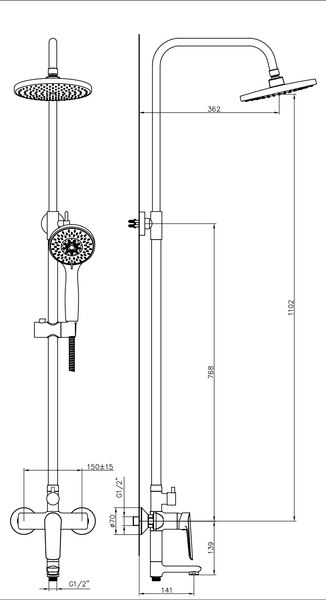 Душевая система со смесителем Lauter Shower 21CK198C-58