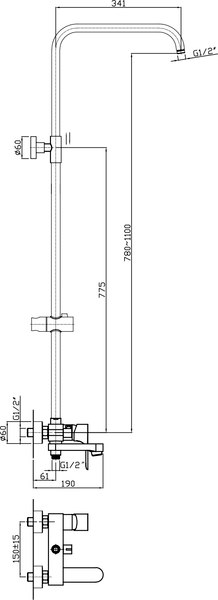 Душевая система со смесителем Lauter Aqua 21CK3172C-61