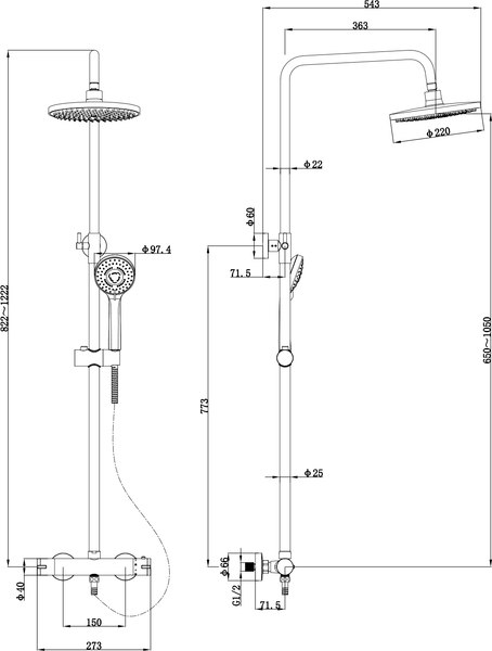Душевая система со смесителем Lauter Mist / 21SH20918-2