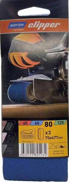 Набор шлифлент Norton 75х477мм Р80 / 78072780449 - фото