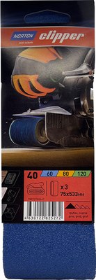 Набор шлифлент Norton 75х533мм Р40 / 78072780447 - фото