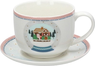 Чашка с блюдцем Andrea Fontebasso New Milk & Coffee Christmas Time Домик / NL6856HM250 - фото