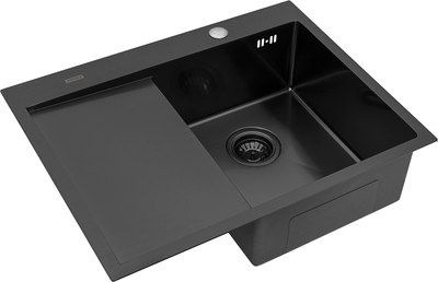 Мойка кухонная Arfeka Eco AR PVD Nano 65x50 R (черный) - фото