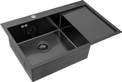Мойка кухонная Arfeka Eco AR PVD Nano 78x50 L (черный) - фото
